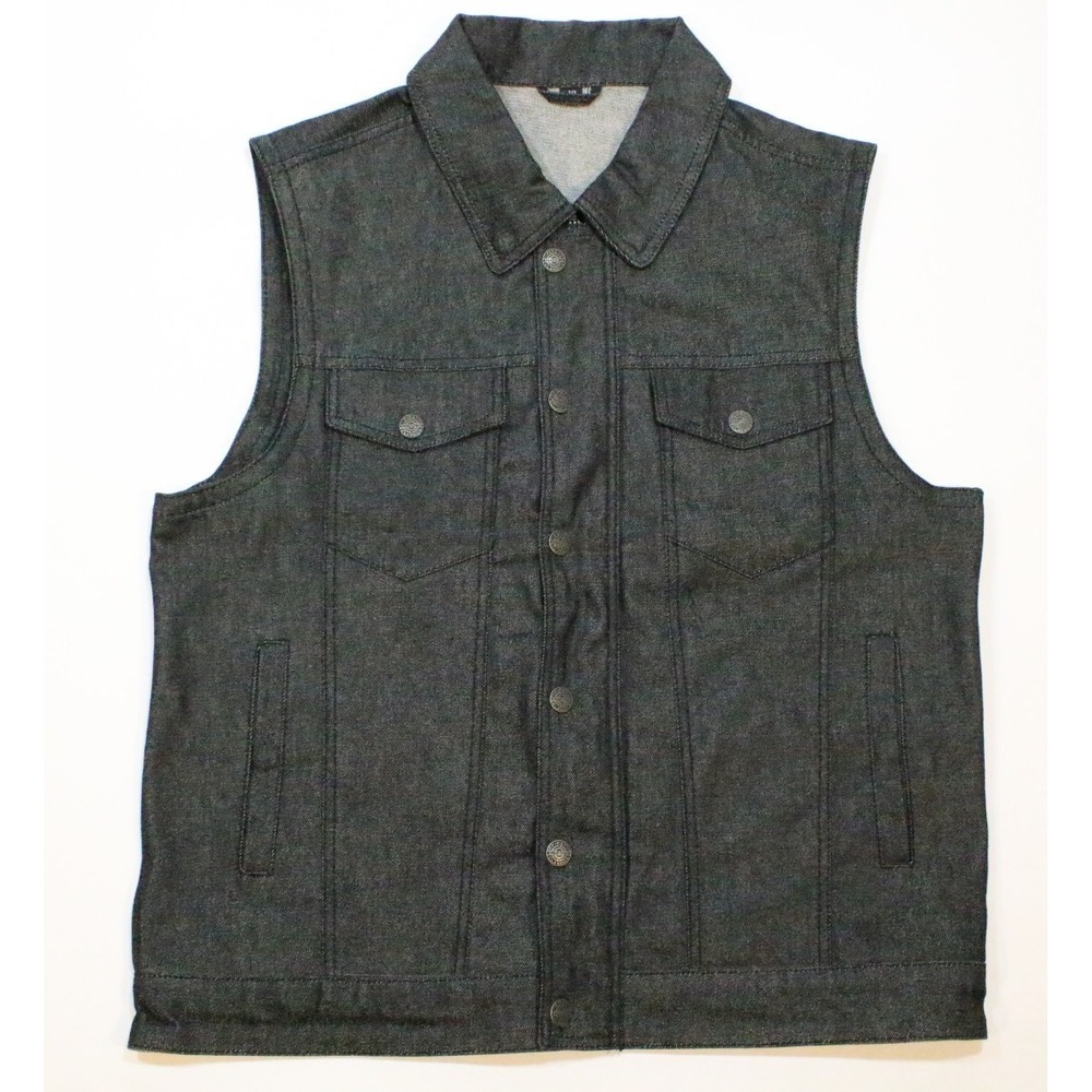 Rook by FMC First Mfg Co Black Denim Conceal Carry CCW Motorcycle‎ Vest Men's XL